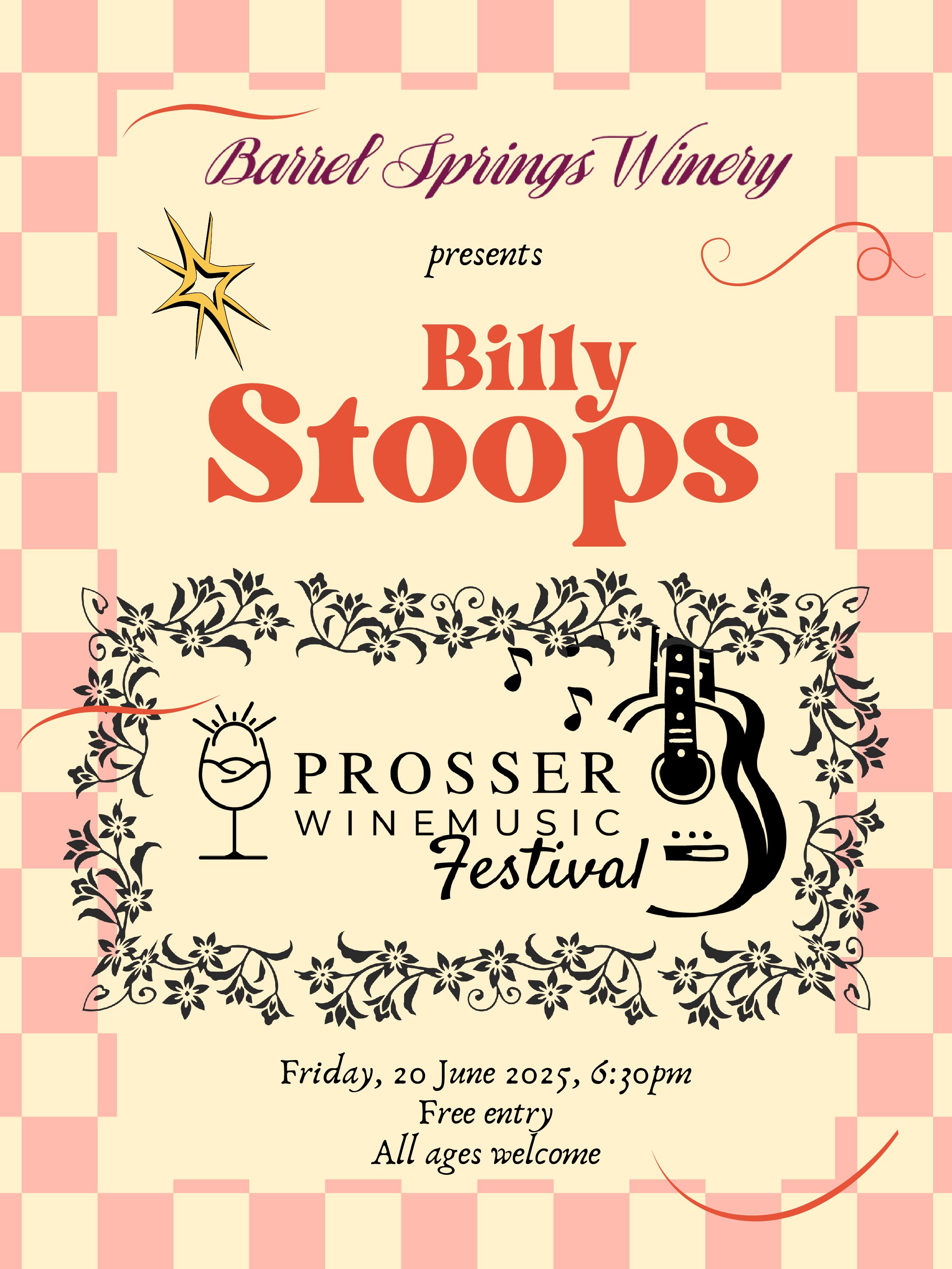 Prosser Wine Music – Billy Stoops Poster 2025 (1)